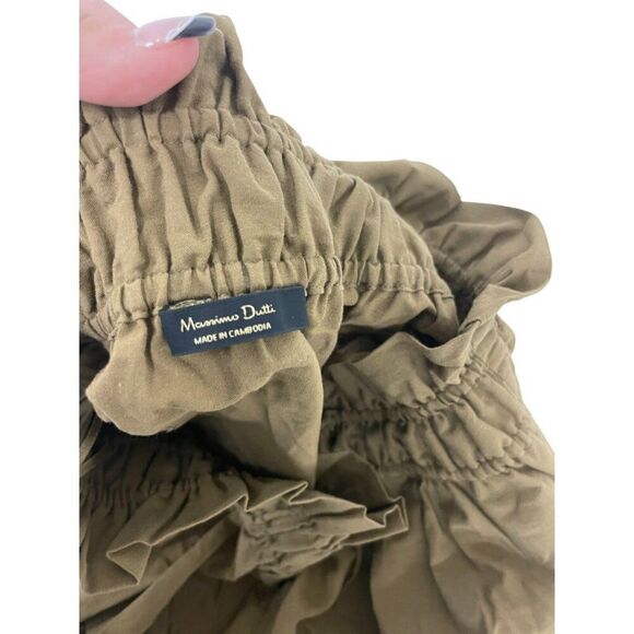 Massimo Dutti Womens Midi Skirt Medium Brown Pull On Elastic Gathered Waist NWOT - Picture 7 of 10